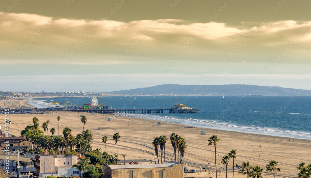 Samolepka View of Santa Monica beach and Pacific Coast Highway