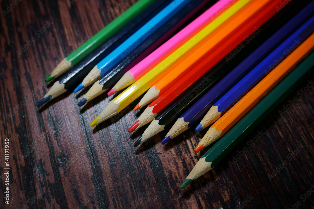 Set of Colored pensils on the darck background Set of Colored pensils on the darck background