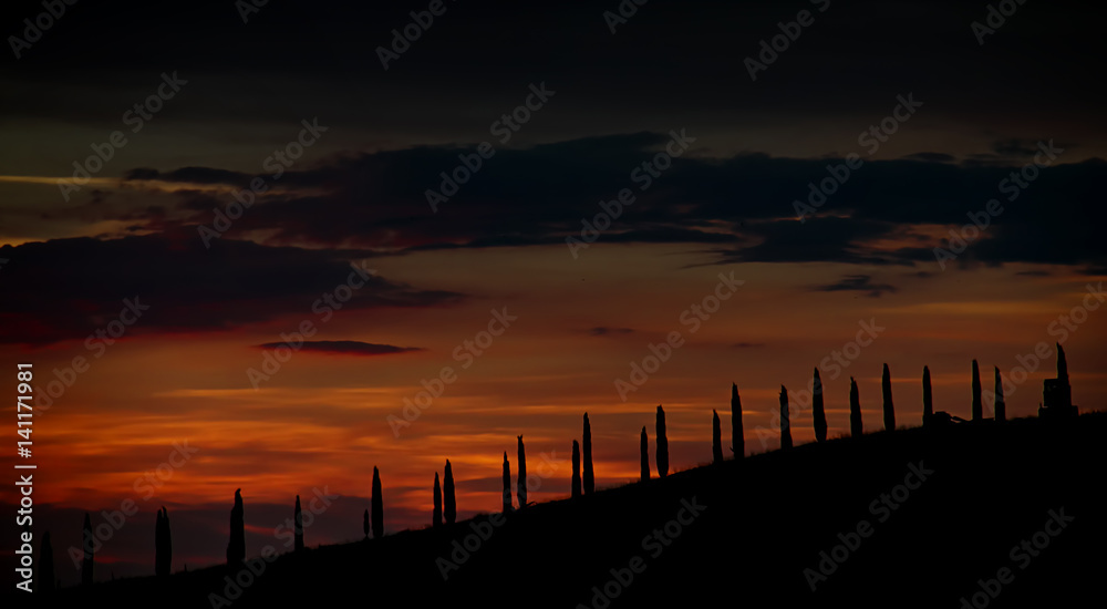 Tuscany landscape sunset