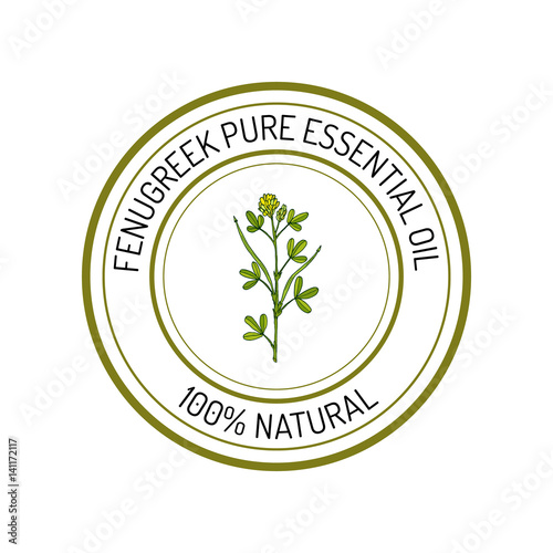 Fenugreek, essential oil label, aromatic plant