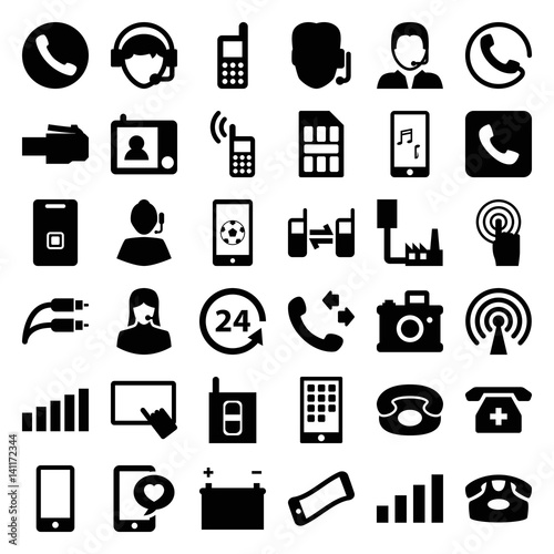 Set of 36 phone filled icons