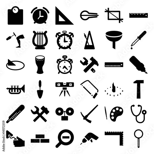 Set of 36 instrument filled icons
