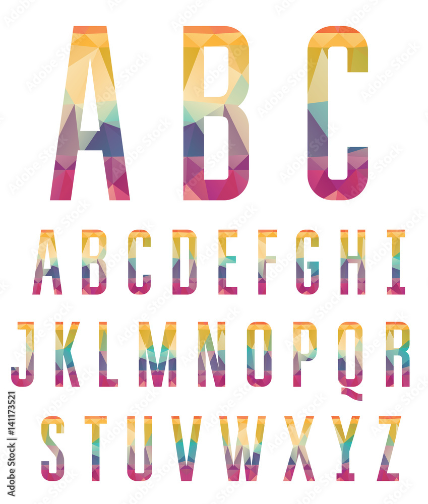 Colorful alphabet made of abstract geometric shapes Colorful alphabet made of abstract geometric shapes