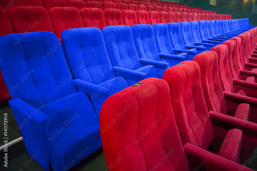 Fototapeta premium Row of blue chairs