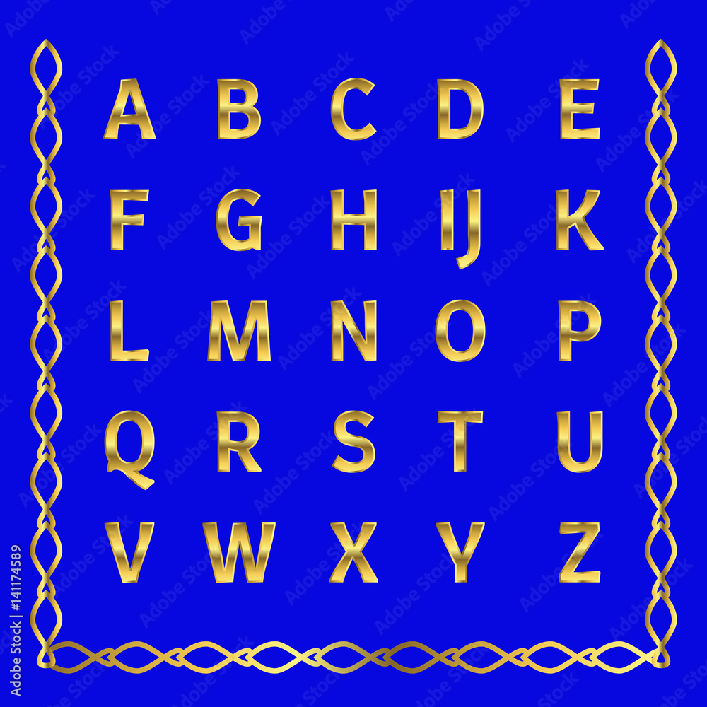 Vector golden alphabet. Golden letters. Vector golden alphabet. Golden letters.
