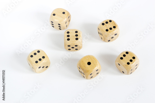 Wooden six sides dices  isolated