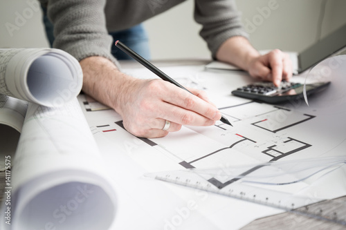 architect architecture drawing project blueprint working design designer