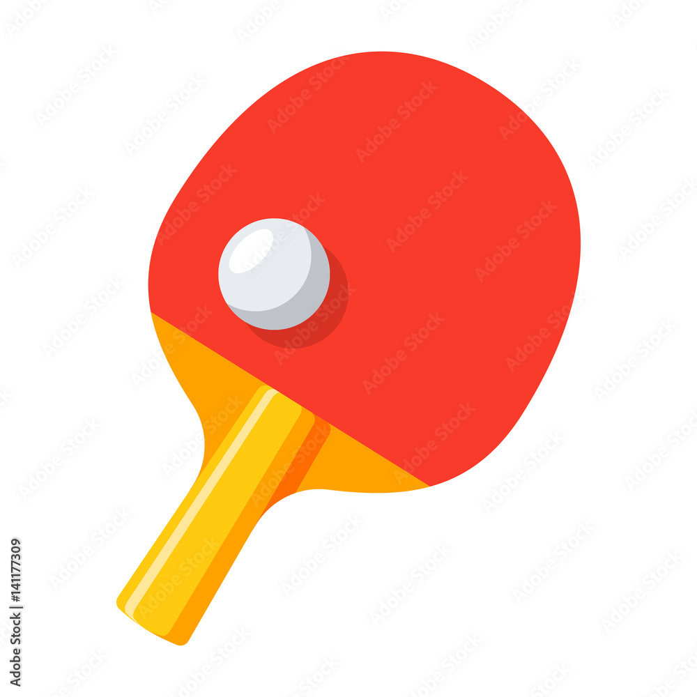 Racket and ball for playing table tennis, vector illustration in flat style