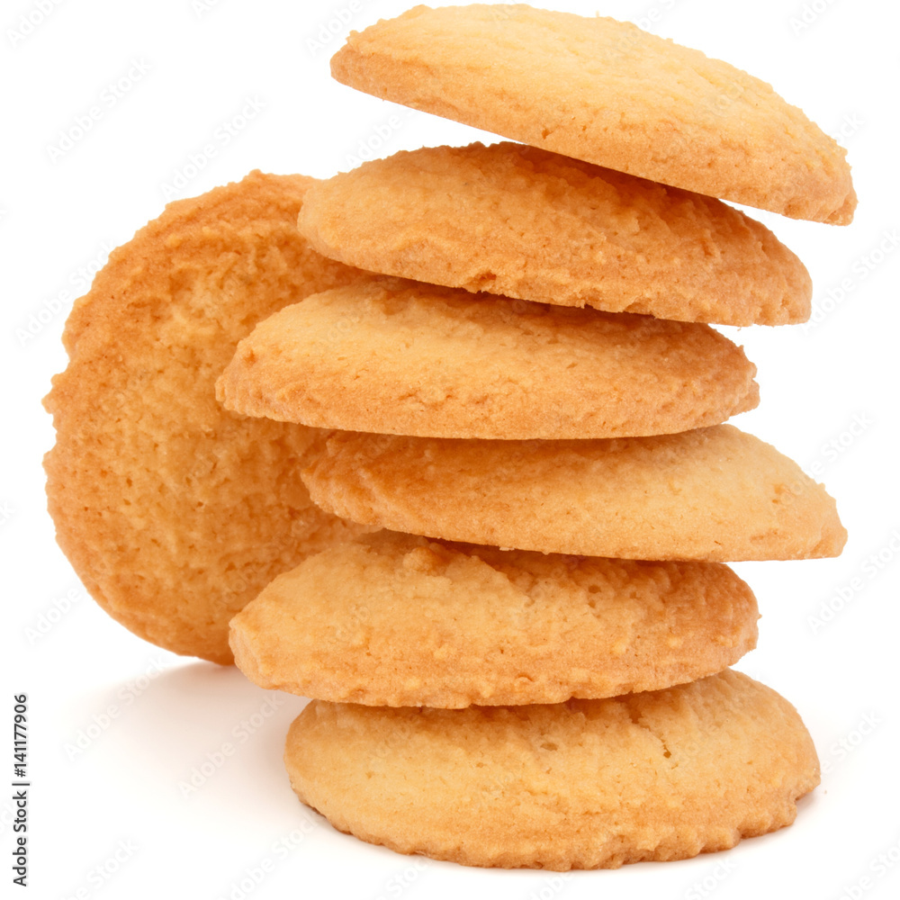 stacked short pastry cookies isolated on white background stacked short pastry cookies isolated on white background