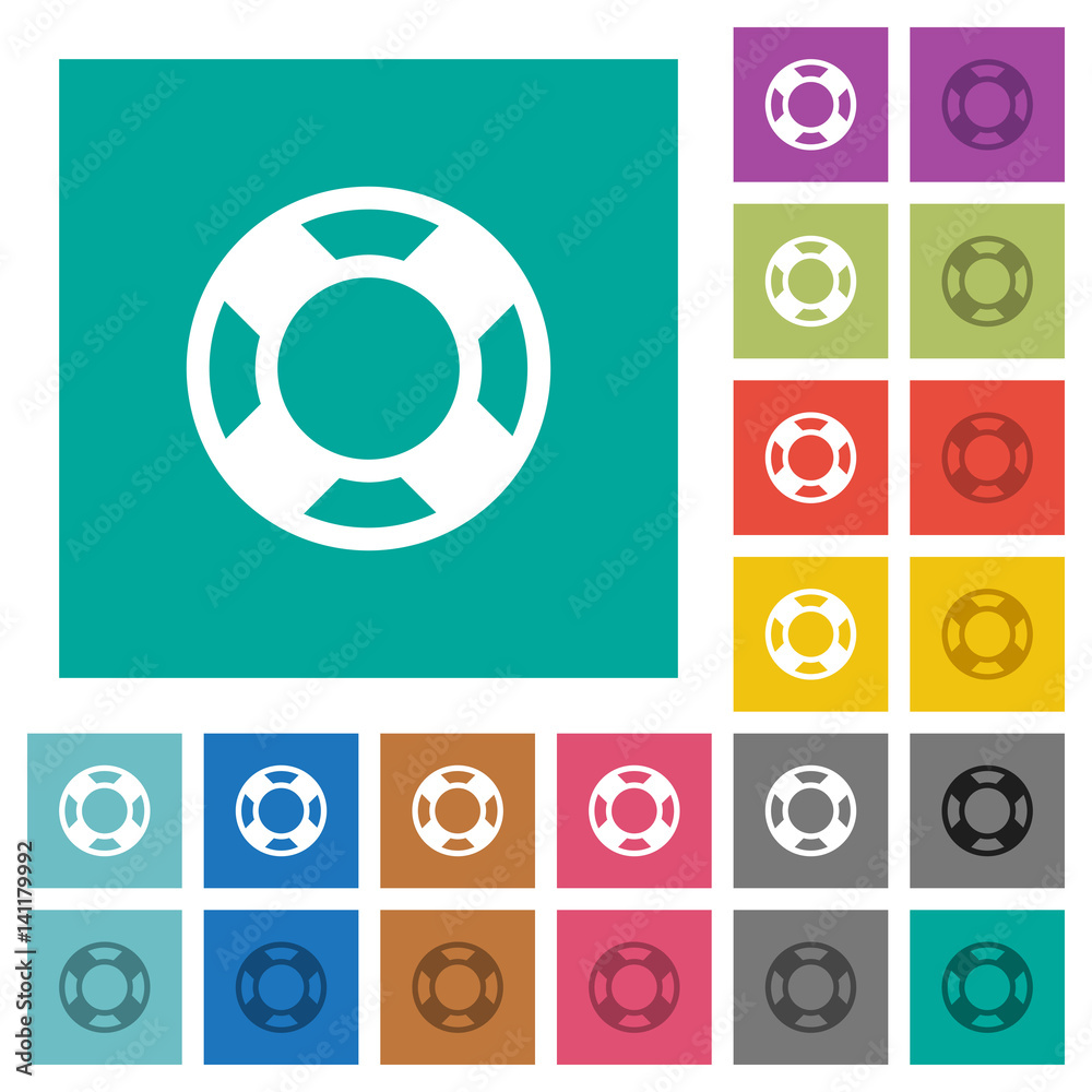 Lifesaver square flat multi colored icons Lifesaver square flat multi colored icons