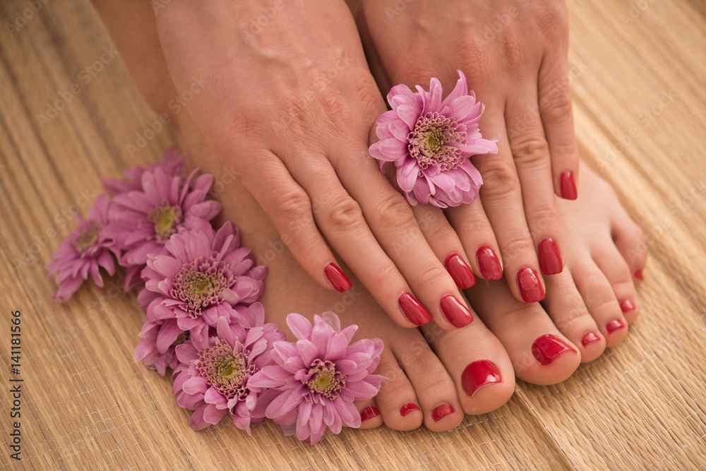 female feet and hands at spa salon female feet and hands at spa salon