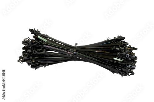 Bunch of black cable on white background. Isolated