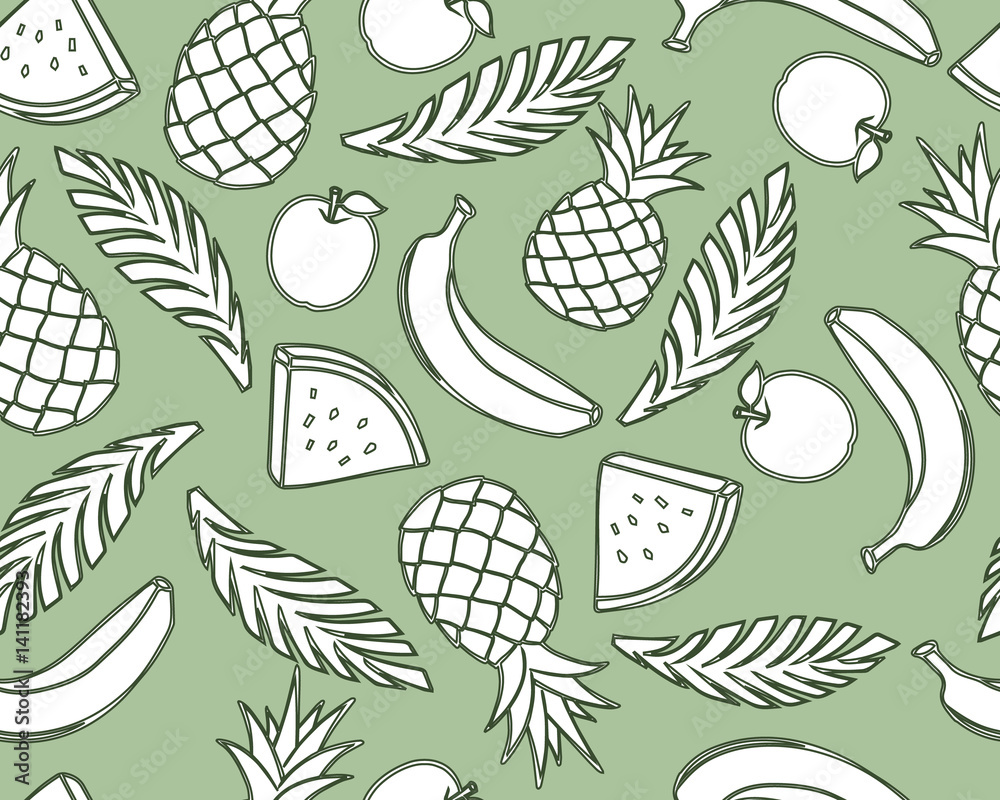 Vector fruits pattern. Fruits seamless background vector Vector fruits pattern. Fruits seamless background vector