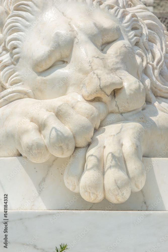 The sleeping lion sculpture on the territory of Vorontsov Palace, Crimea The sleeping lion sculpture on the territory of Vorontsov Palace, Crimea
