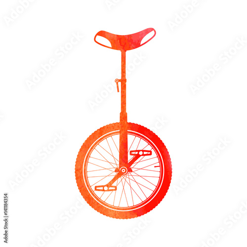 Watercolor monocycle silhouette