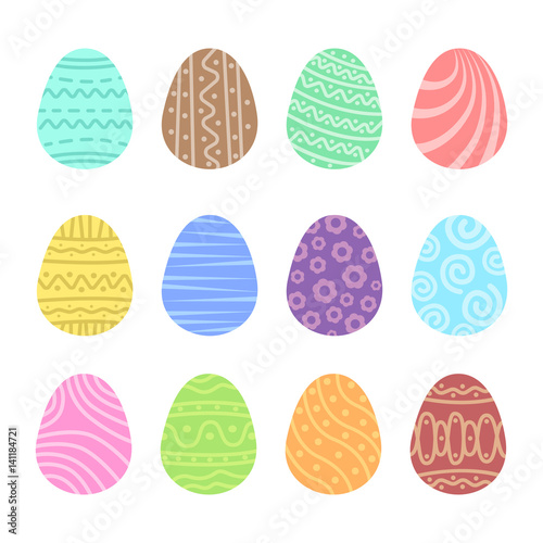 Set easter egg with curly ornament. Pack icon simple easter egg