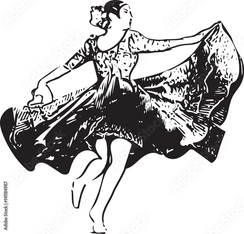 Illustration of woman dancing marinera