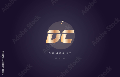 dc d c  gold metal purple alphabet letter logo icon template