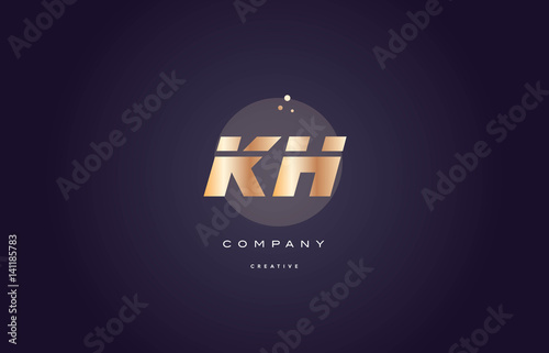 kh k h  gold metal purple alphabet letter logo icon template