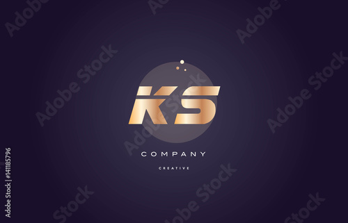 ks k s  gold metal purple alphabet letter logo icon template