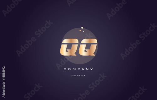 qq q q  gold metal purple alphabet letter logo icon template