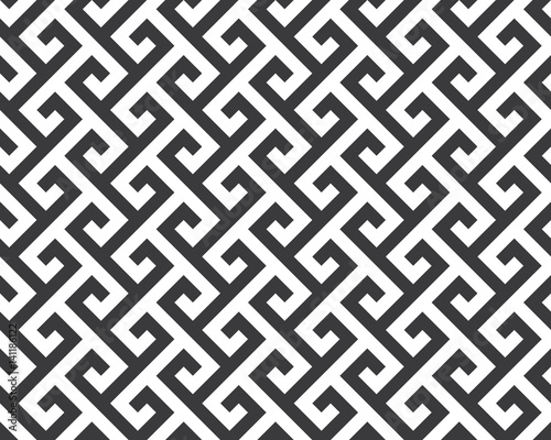 Seamless black and white diagonal vintage ancient tribal geo op art mod pattern vector