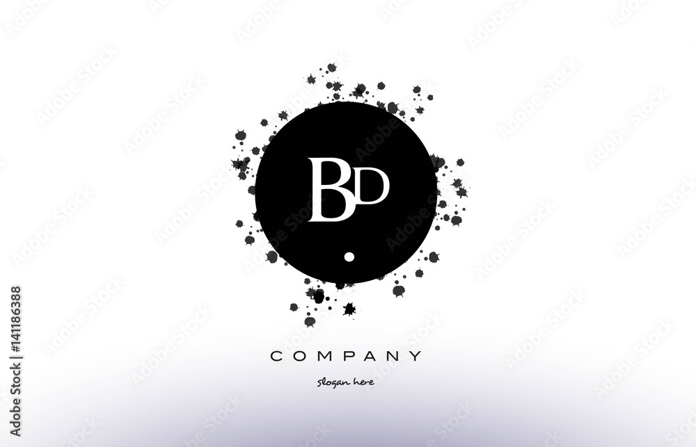 bd b d  circle grunge splash alphabet letter logo vector icon template - obrazy, fototapety, plakaty 