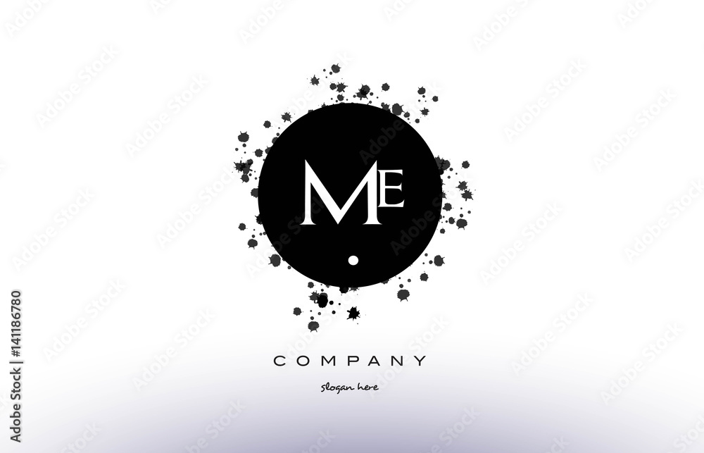 me m e circle grunge splash alphabet letter logo vector icon template me m e circle grunge splash alphabet letter logo vector icon template