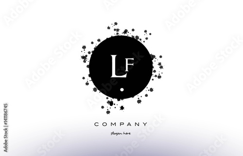 lf l f  circle grunge splash alphabet letter logo vector icon template