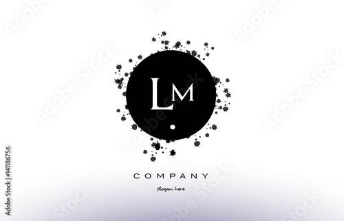 lm l m  circle grunge splash alphabet letter logo vector icon template