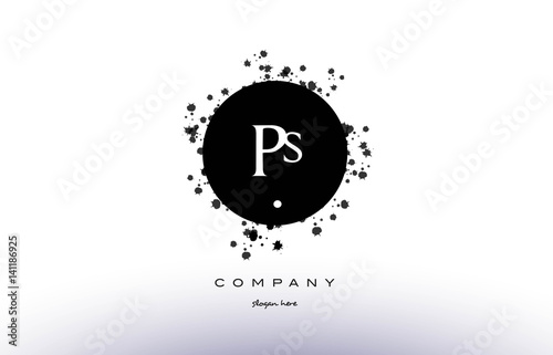ps p s  circle grunge splash alphabet letter logo vector icon template