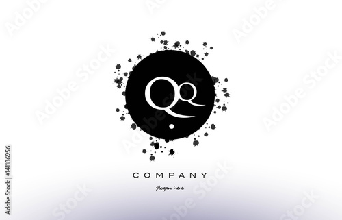 qq q q  circle grunge splash alphabet letter logo vector icon template
