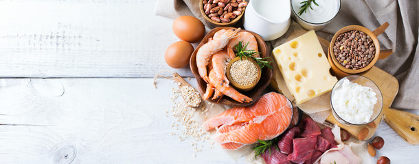Assortment of healthy protein source and body building food