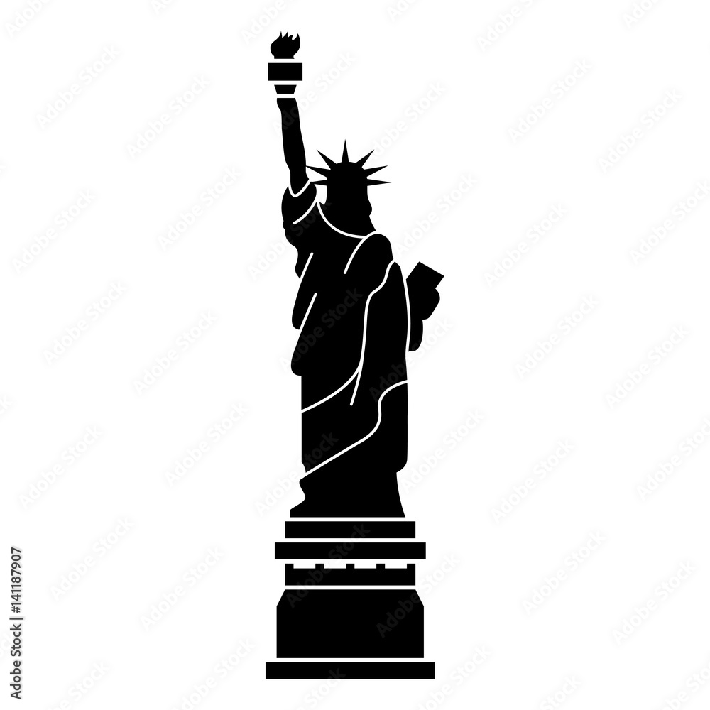 Obraz premium Statue Of Liberty Vector Black Shadows Silhouette