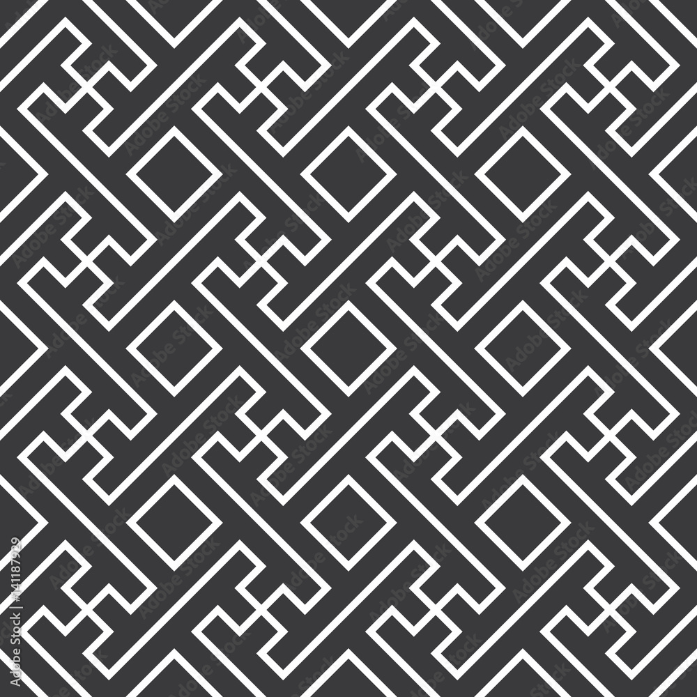Seamless black and white diagonal ethnic tribal rectangular textile pattern vector