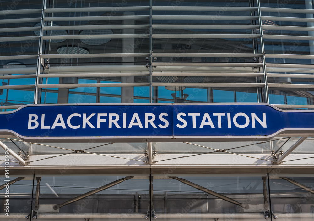 Blackfriars Railway station entrance in London