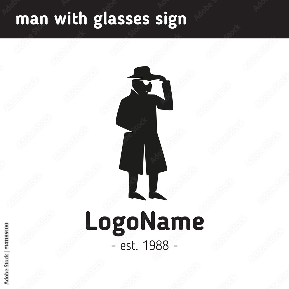 Logo  man in a hat and glasses