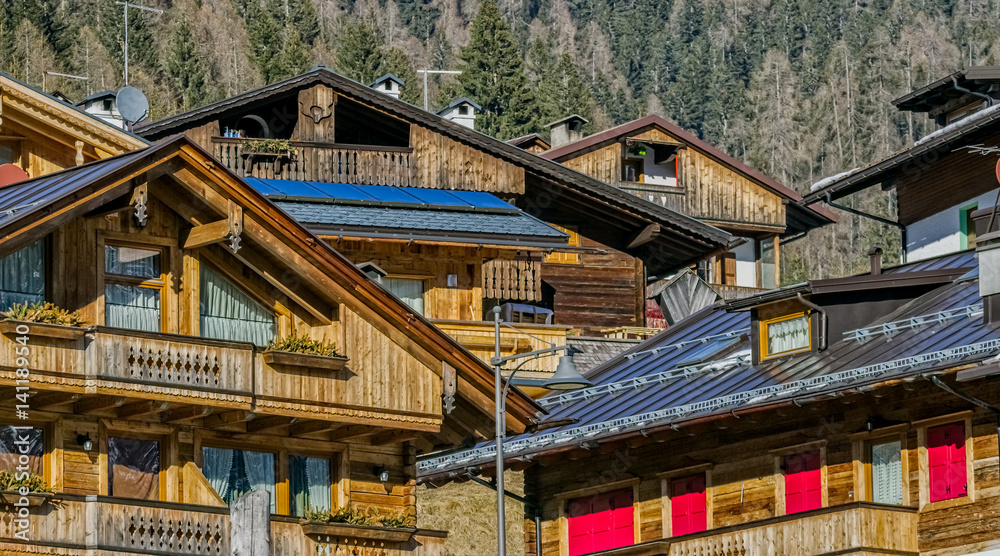 Traditional houses in Sappada, Italy