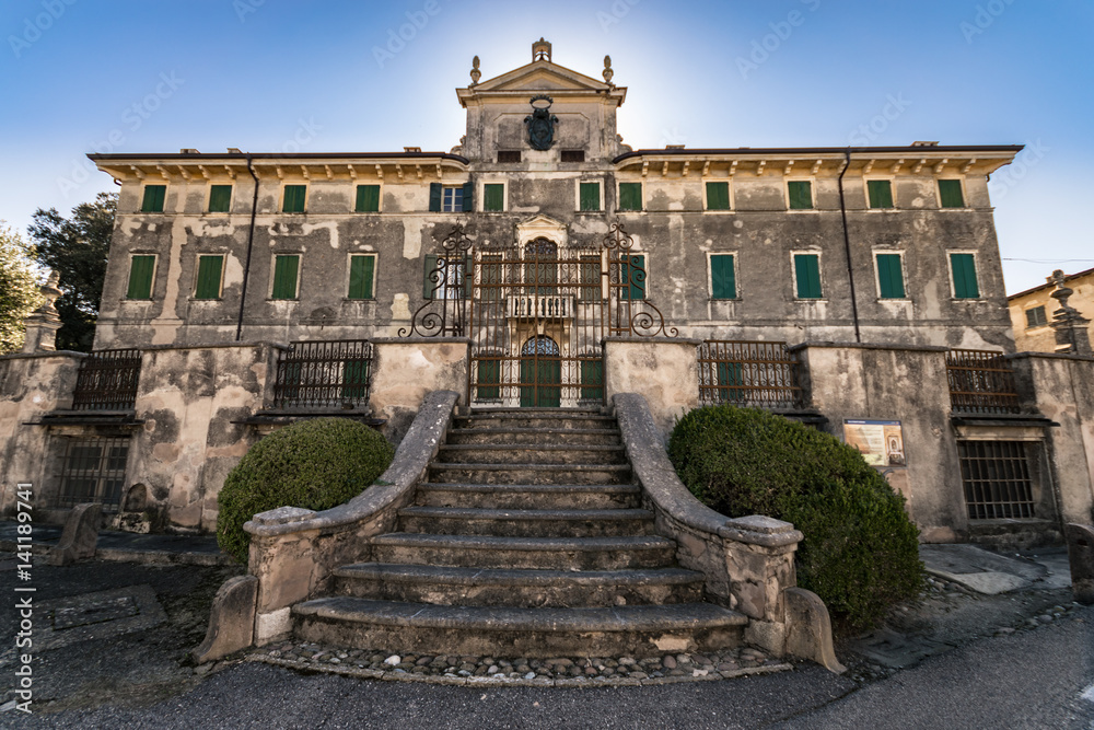 Villa Pignatti-Morano is a three-story seventeenth century villa with a particular staircase on the west side.