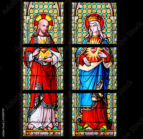 Photography Stained Glass - Sacred Heart of Jesus and Most Pure Heart of Mary