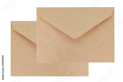 Brown paper envelope isolated on white background © torsakarin