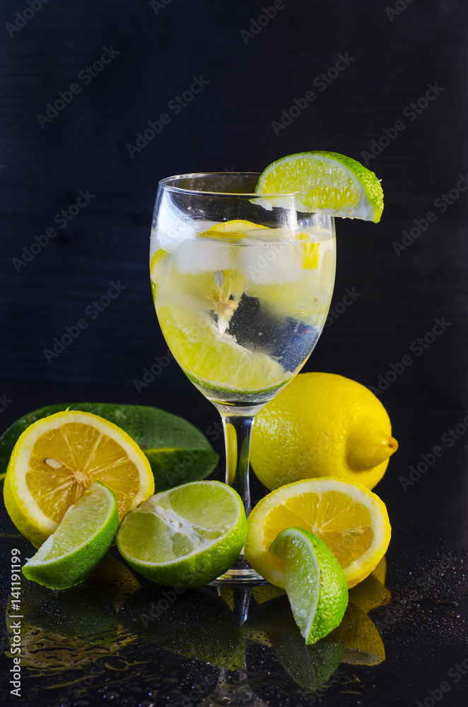 Lemon water and citrus fruits