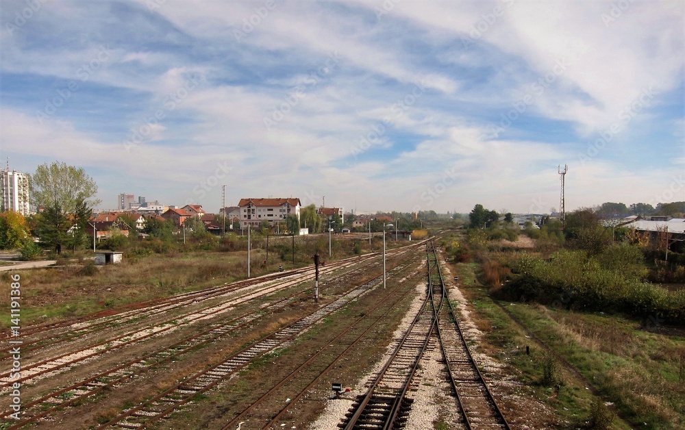 Train track leading to somewhere in South East Europe Train track leading to somewhere in South East Europe