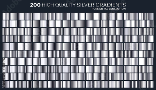 Silver gradient,pattern,template.Set of colors for design,collection of high quality gradients.Metallic texture,shiny background.Pure metal.Suitable for text ,mockup,banner, ribbon or ornament.