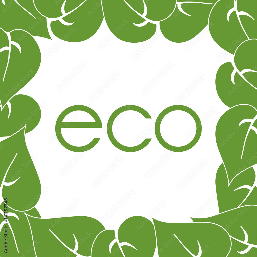 frame of green leaves around labels eco frame of green leaves around labels eco