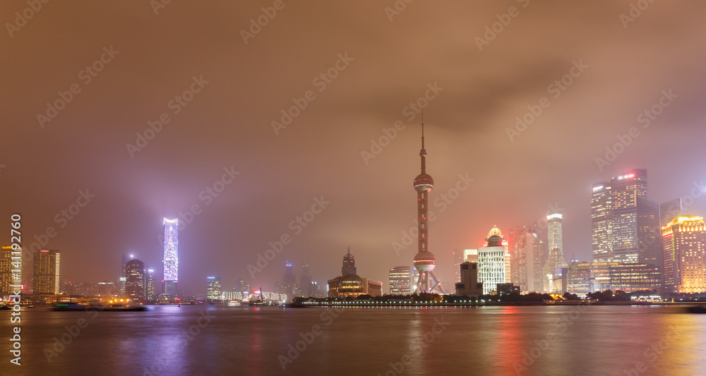 Modern city night scene,  skyscraper in shanghai,chian