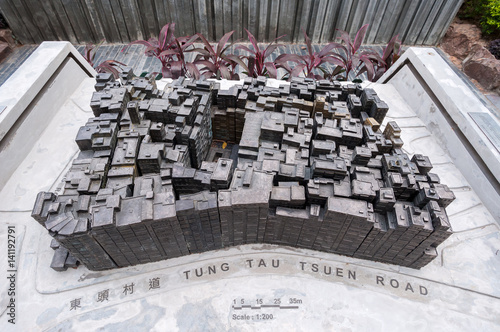 Model of the old Kowloon Walled City in Kowloon Walled City Park, Hong Kong