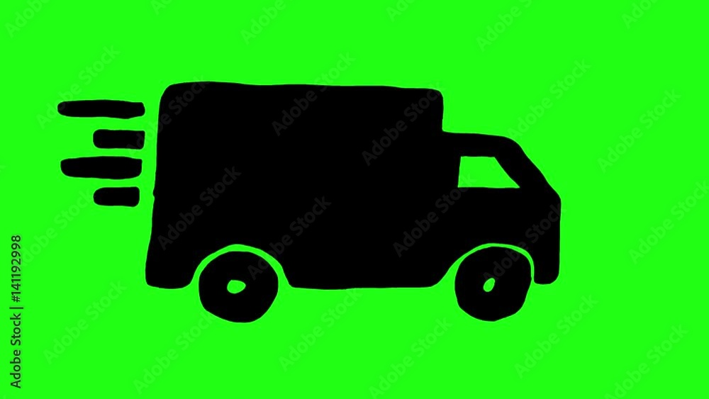 Handmade scribble animation of a delivery truck. Handmade scribble animation of a delivery truck.