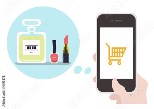 Illustration : Buy cosmetic products in the online shop