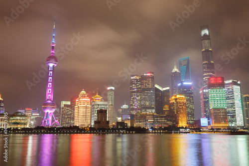 Modern city night scene   skyscraper in shanghai chian